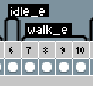 Two “loops” named “idle_e” and “walk_e”